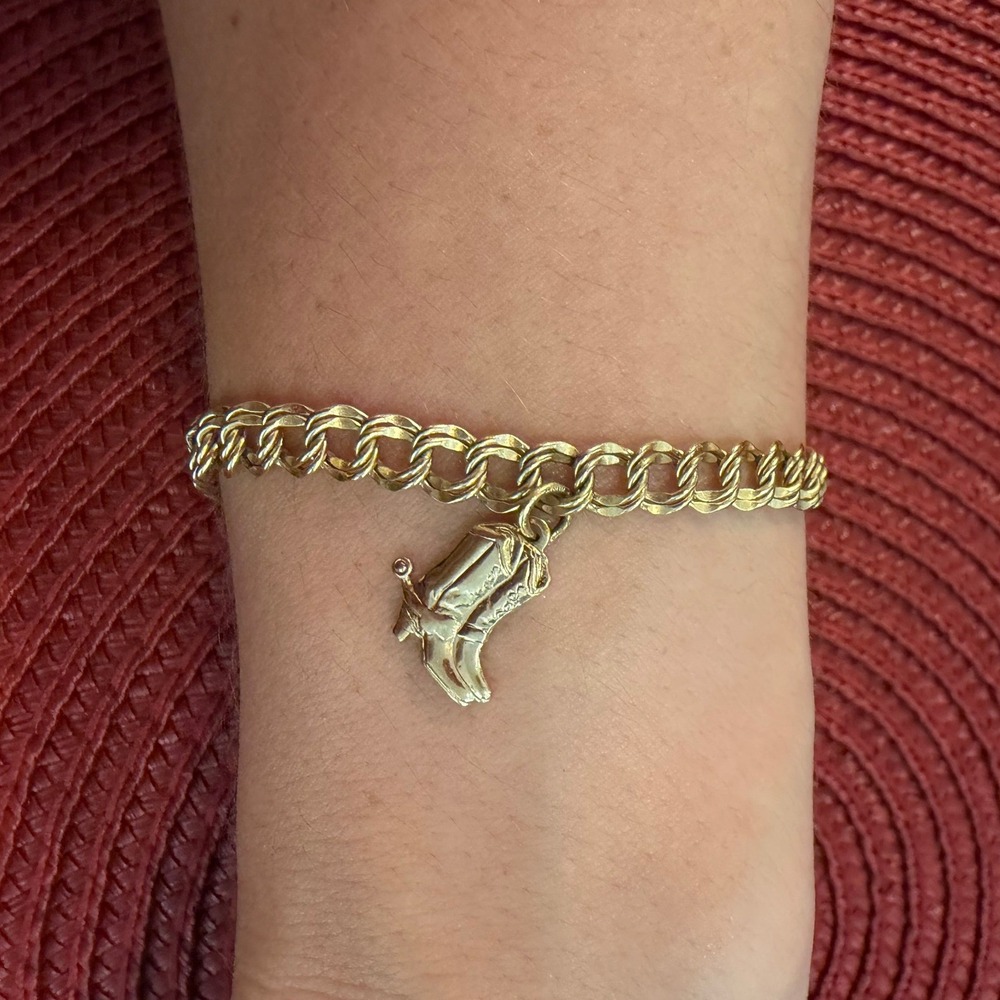 Vintage Rare ELCO 1/20 12k G.F. Double Link Bracelet Gold Filled w/ Cowboy Boot
